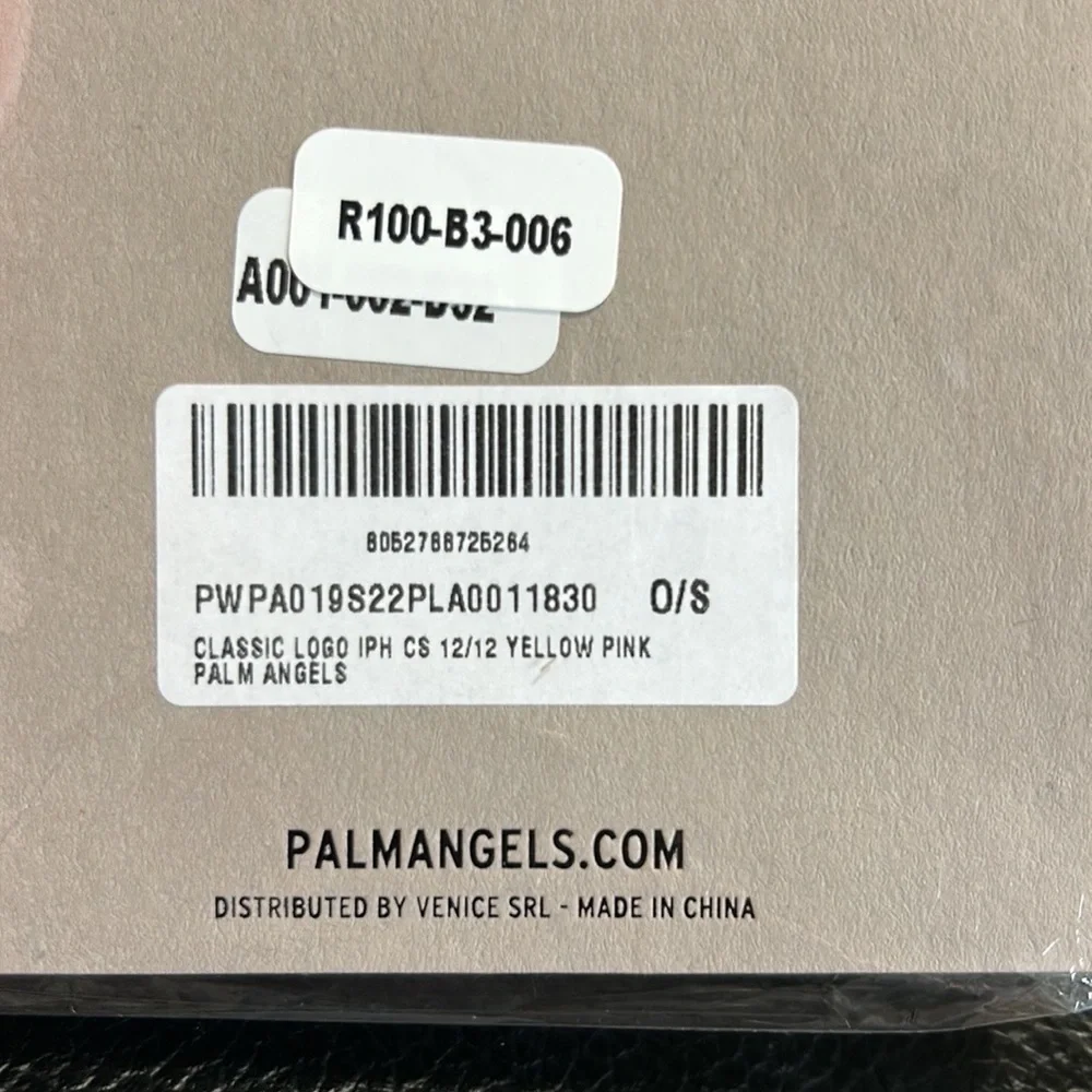 Palm Angels Classic Logo iPhone 12/12 Pro Case in Yellow and Pink NEW